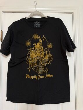 The Lost Bros Black T-Shirt with Gold Castle Print